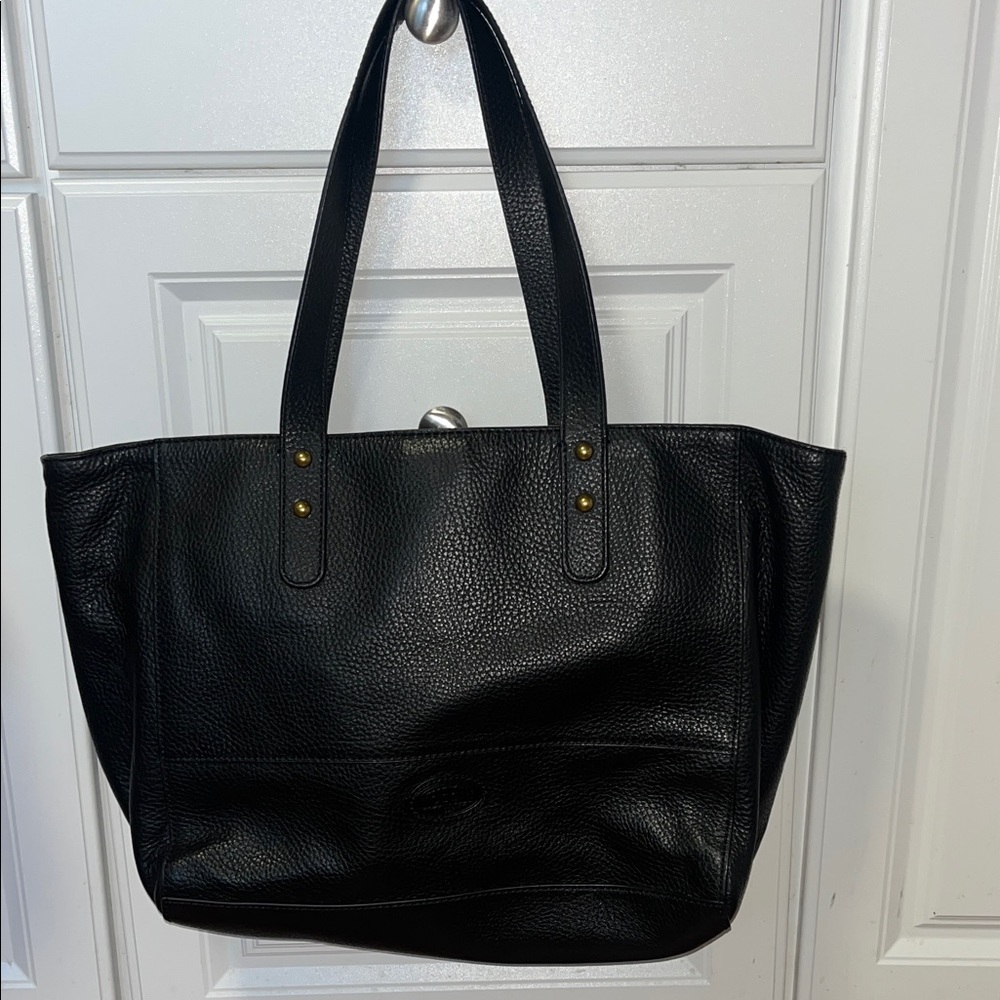 Fossil Black Leather Tote Bag
